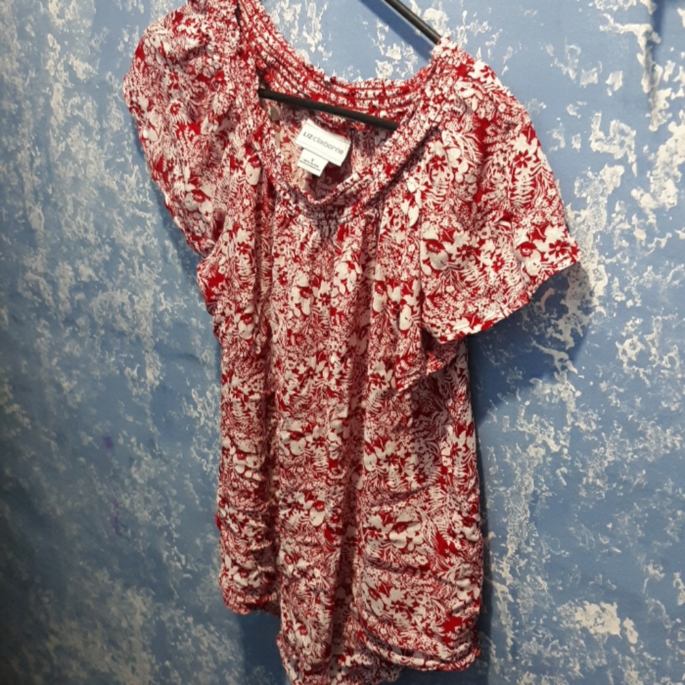 Liz Claiborne size small red flower shirt